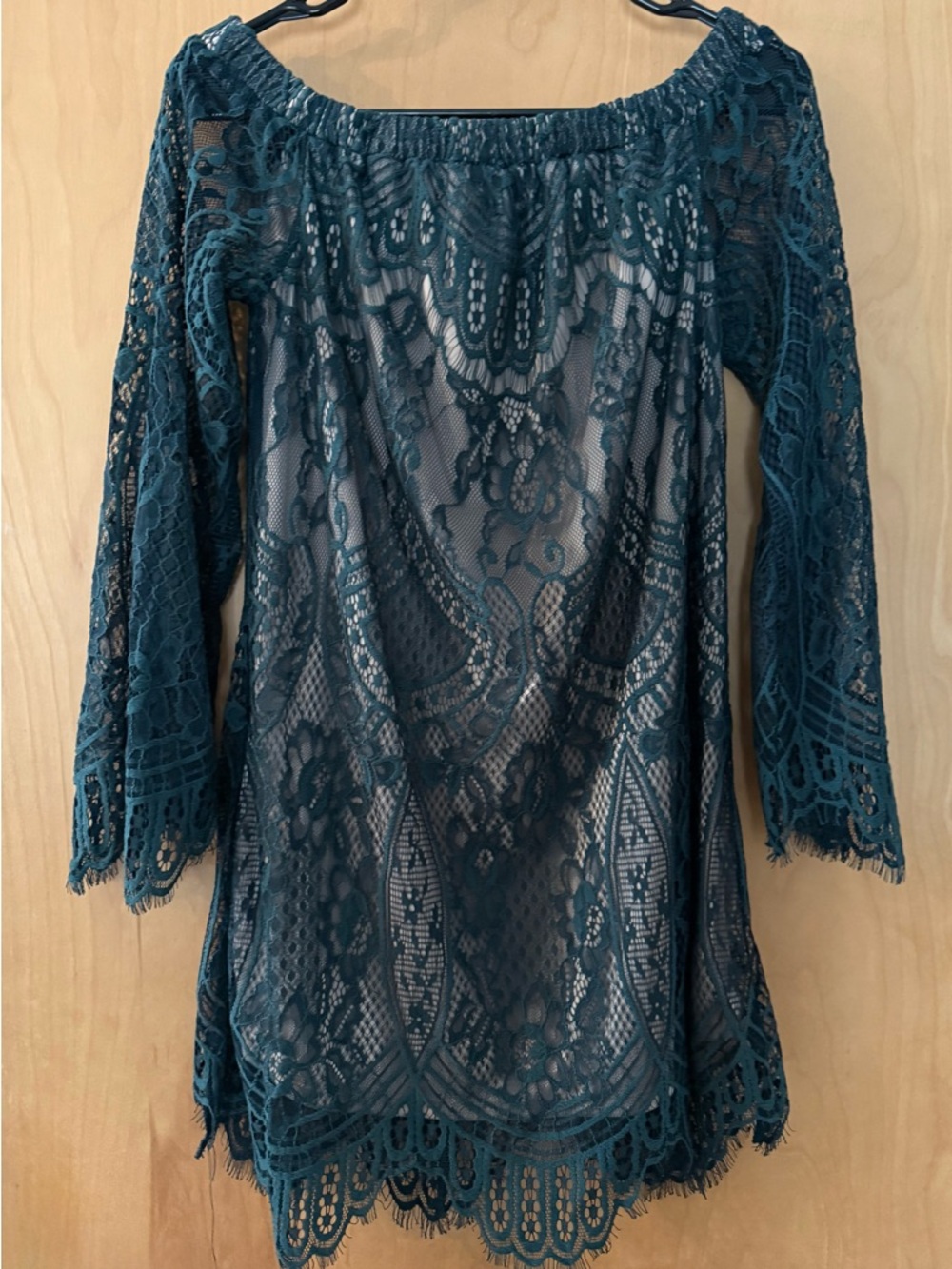 Off-Shoulder Teal Lace Women's Top